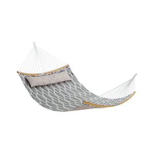 Quilted Hammock with Curved Bamboo Spreaders, Pillow