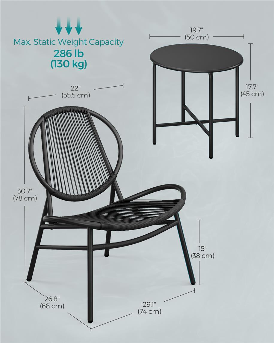 3-Piece Patio Bistro Furniture Set