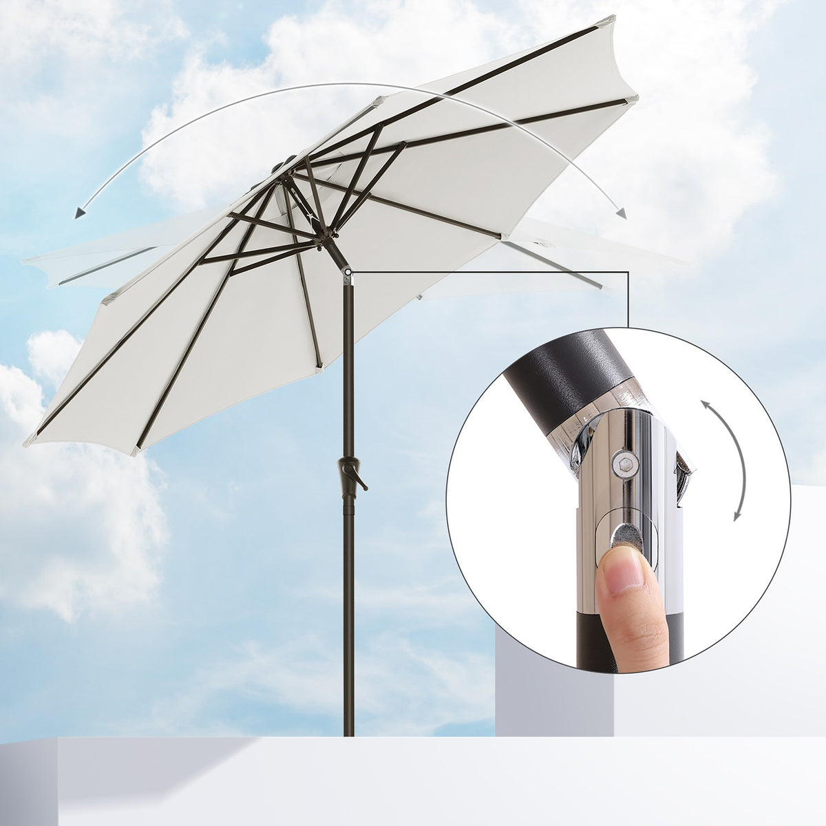 Patio Umbrella with Tilt and Crank Mechanism