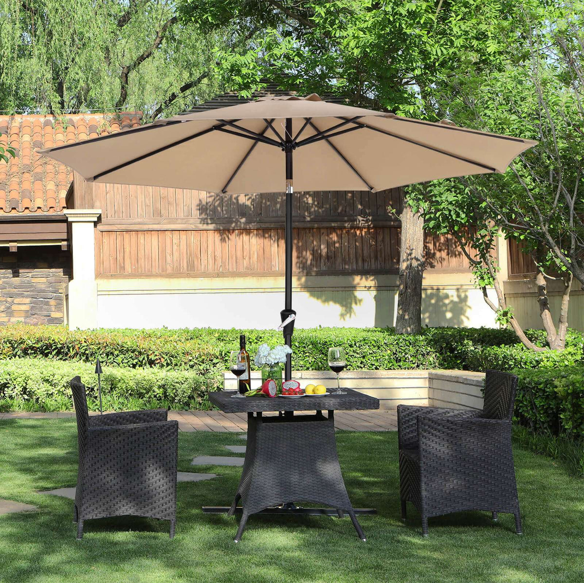 Patio Umbrella with Tilt and Crank Mechanism