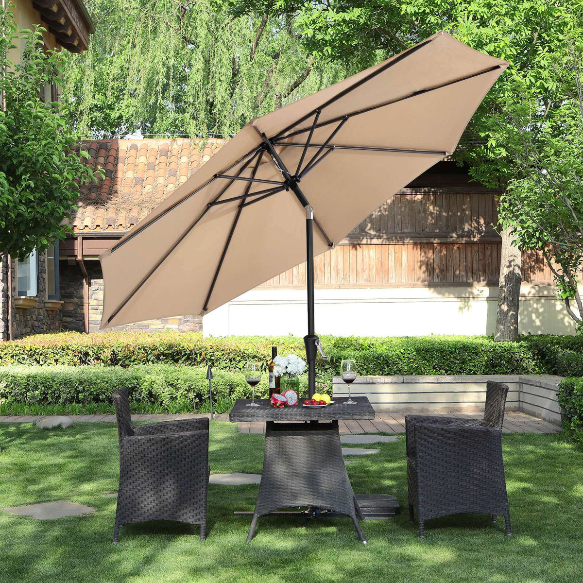 Patio Umbrella with Tilt and Crank Mechanism