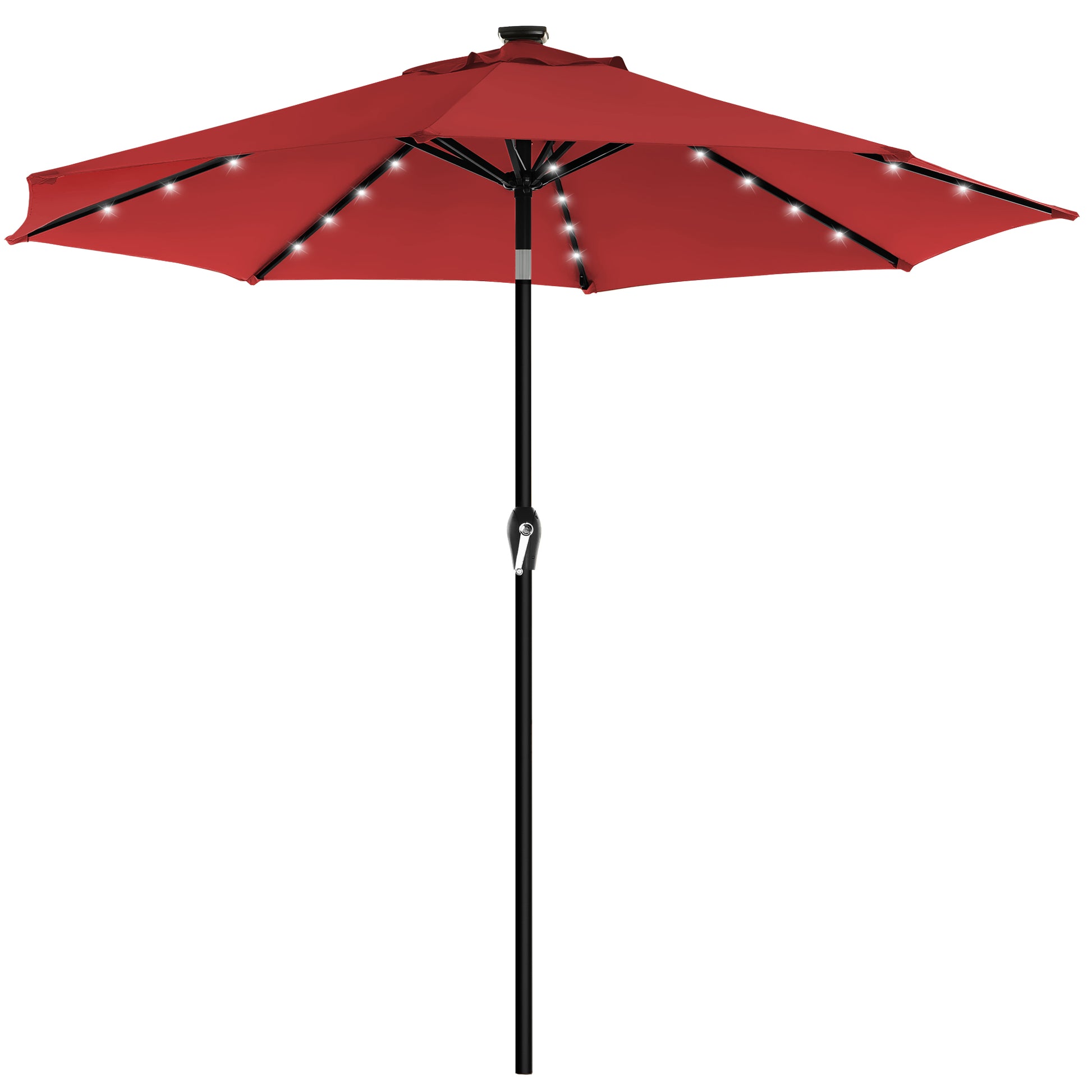 9 ft Solar Patio Umbrella Red - image 1