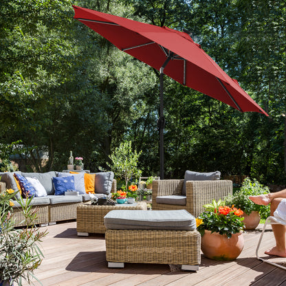 9 ft Solar Patio Umbrella Red - image 3