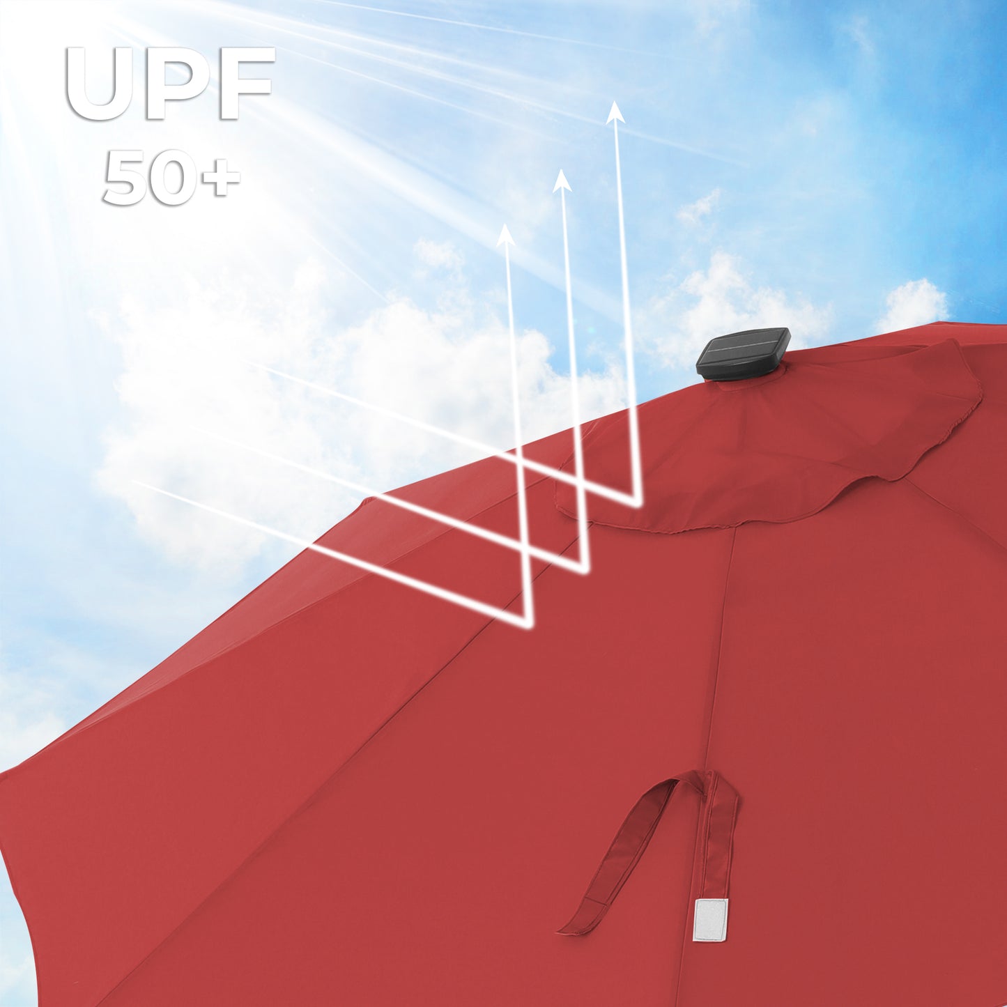 9 ft Solar Patio Umbrella Red - image 5