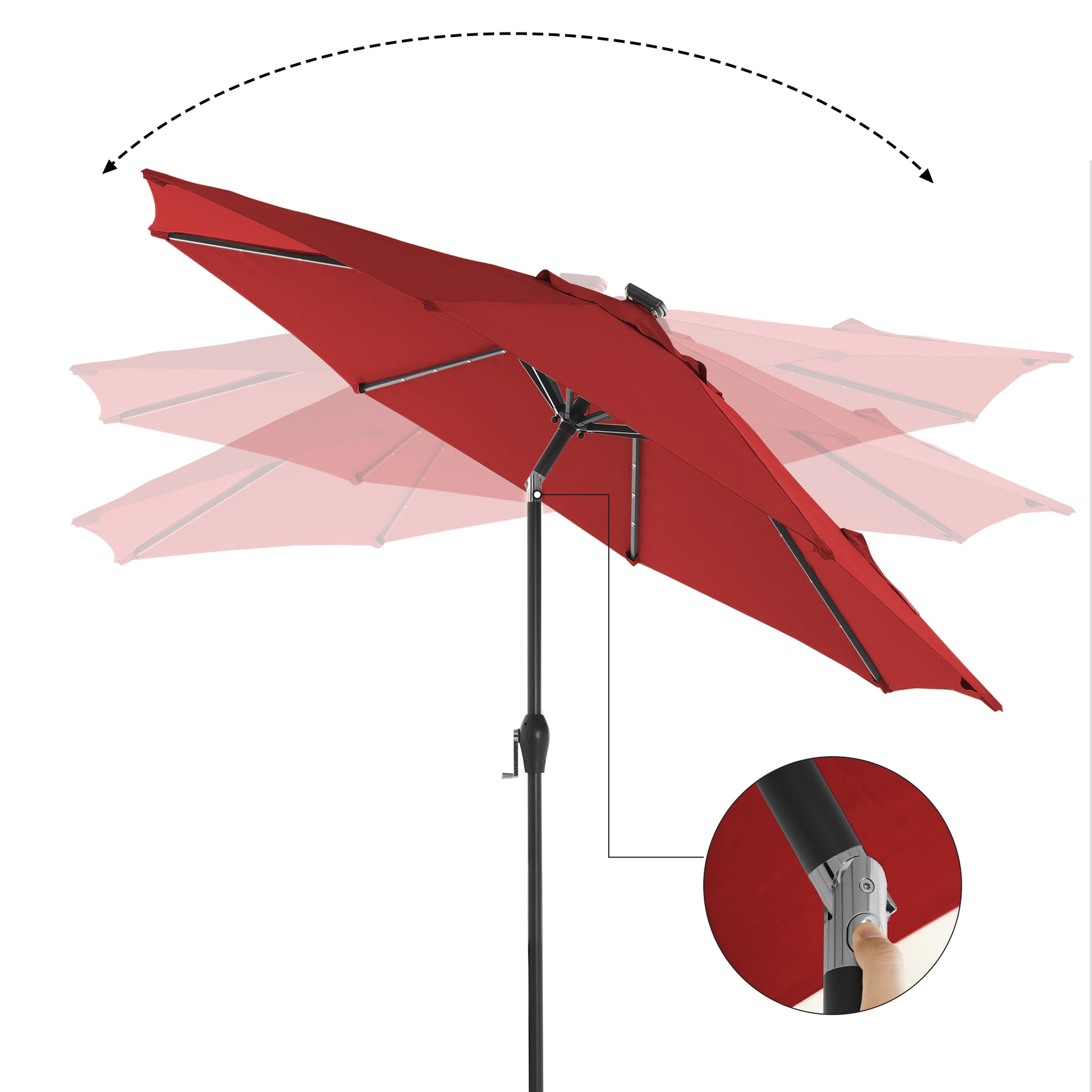 9 ft Solar Patio Umbrella Red - image 6