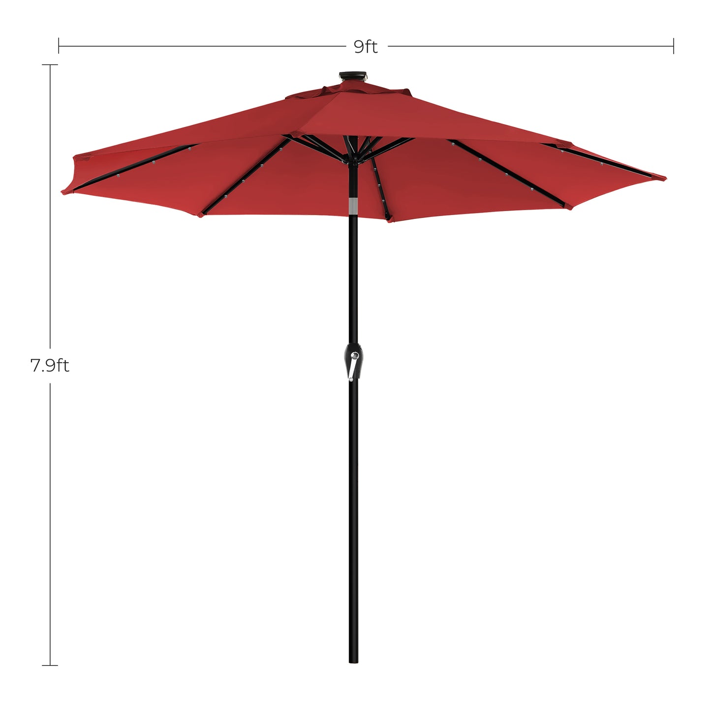 9 ft Solar Patio Umbrella Red - image 7