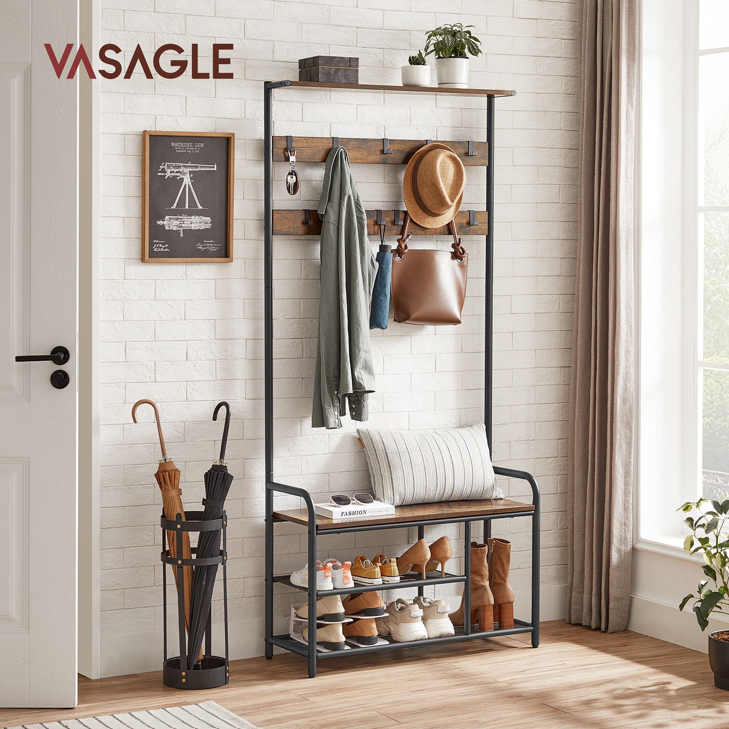 Coat Rack with Shoe Bench - image 2