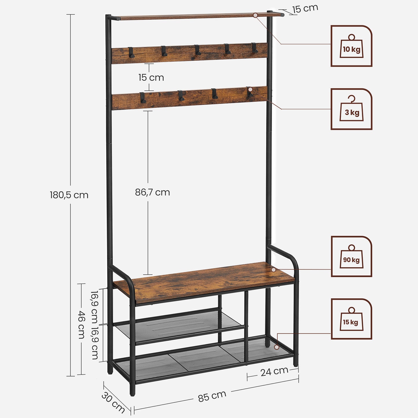 Coat Rack with Shoe Bench - image 7
