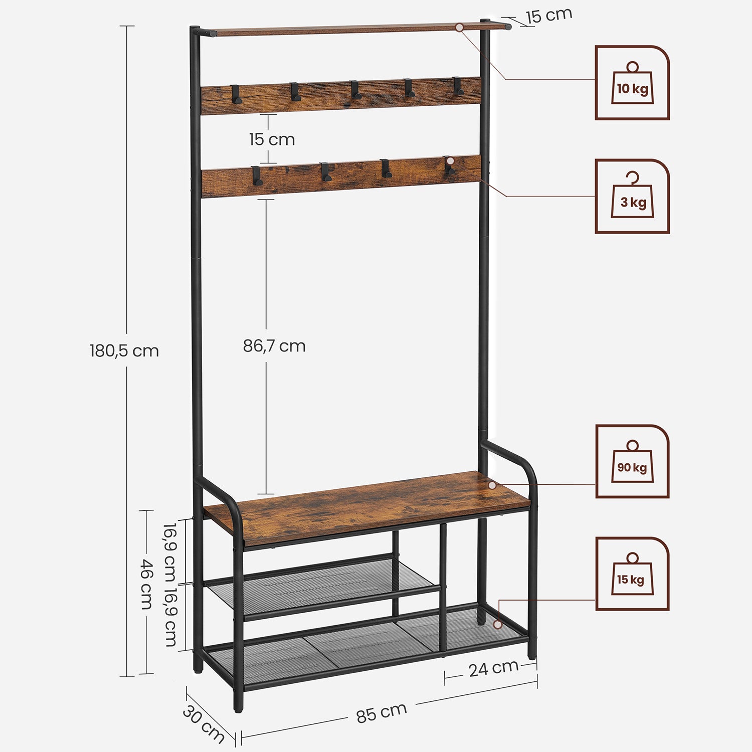Coat Rack with Shoe Bench - image 7