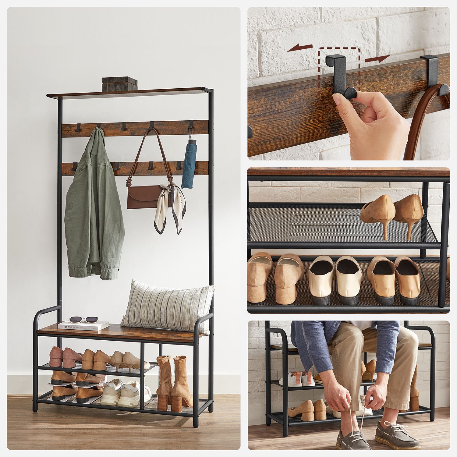 Coat Rack with Shoe Bench - image 8