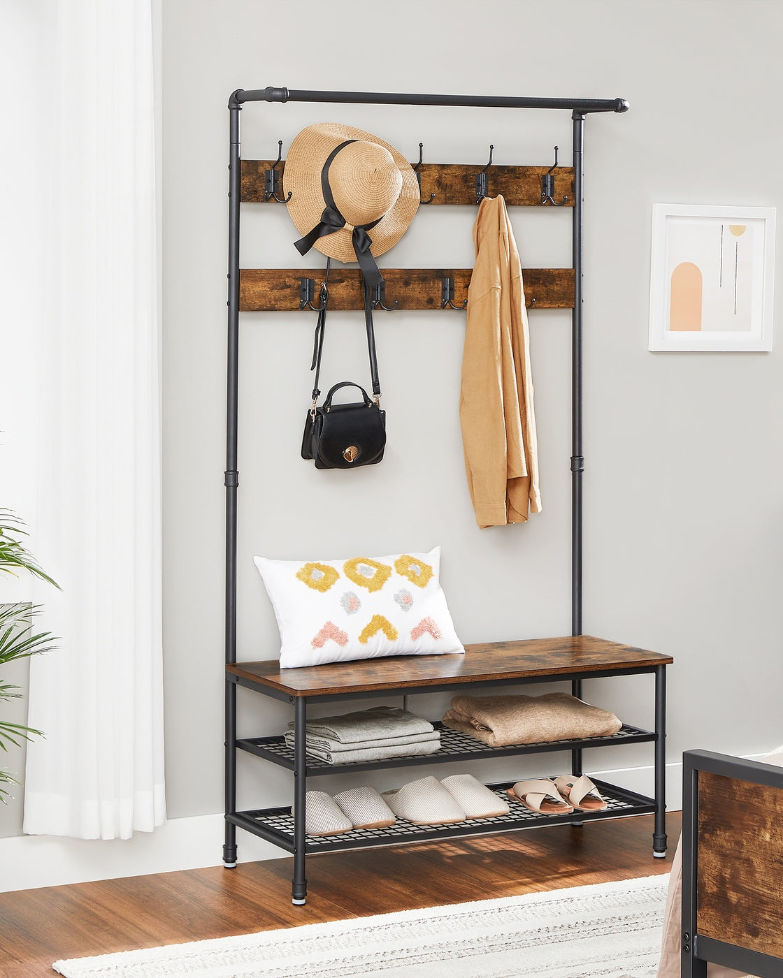 3-in-1 Entryway Coat Rack and Storage Bench - image 4