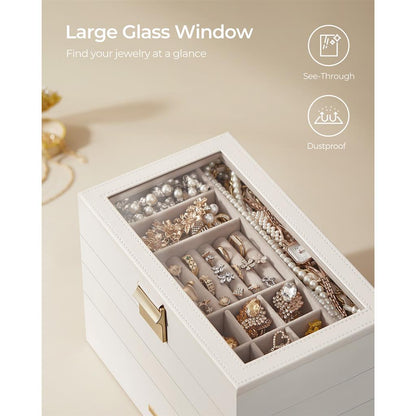 4-Tier Stackable Jewelry Trays with Glass Lid