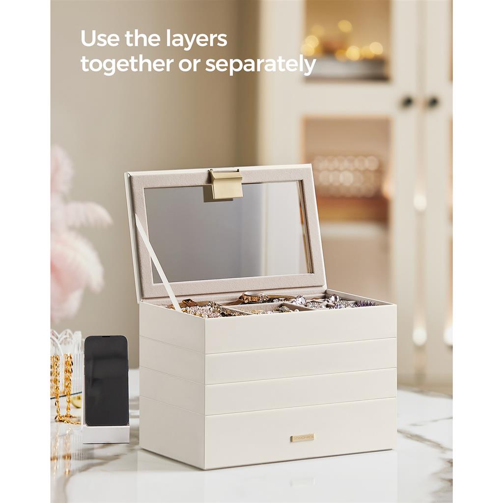 4-Tier Stackable Jewelry Trays with Glass Lid