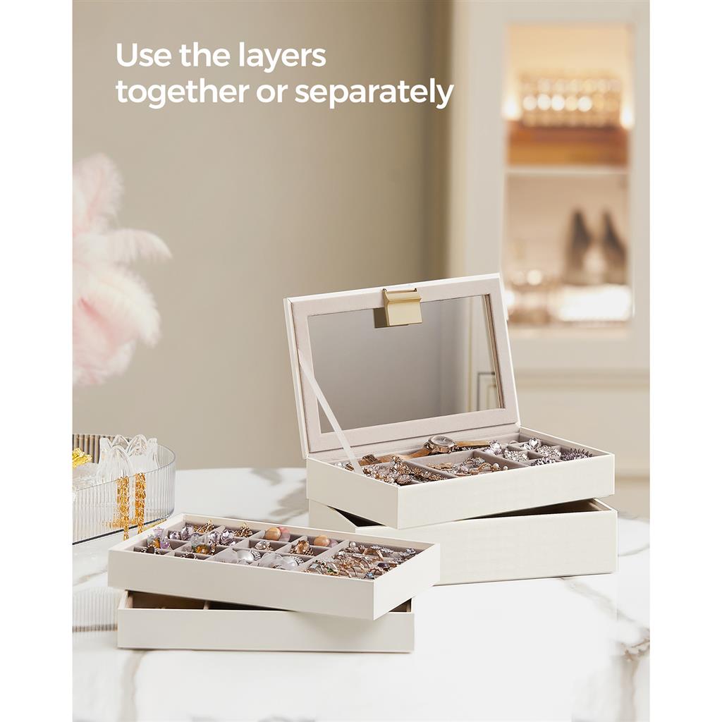 4-Tier Stackable Jewelry Trays with Glass Lid