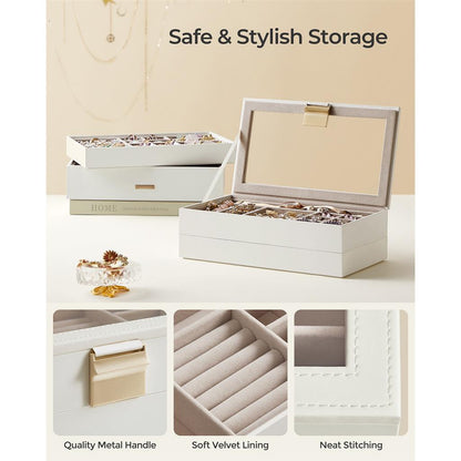 4-Tier Stackable Jewelry Trays with Glass Lid