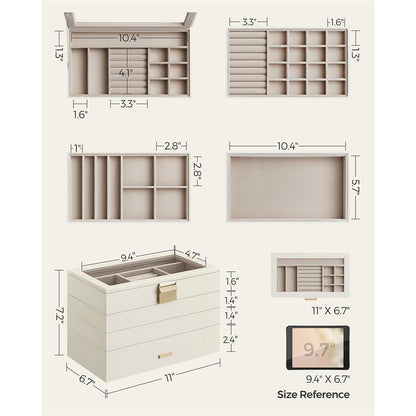 4-Tier Stackable Jewelry Trays with Glass Lid