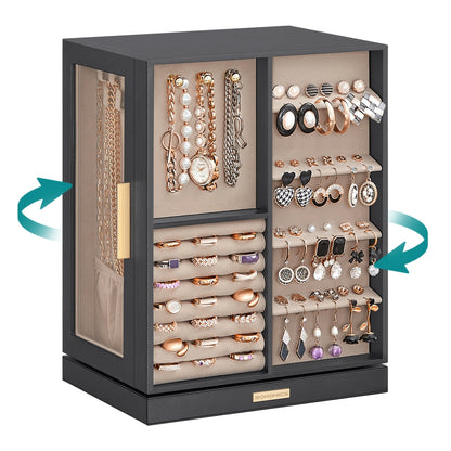 Jewelry Box 360 Rotating with 5 Drawers - Slate Gray