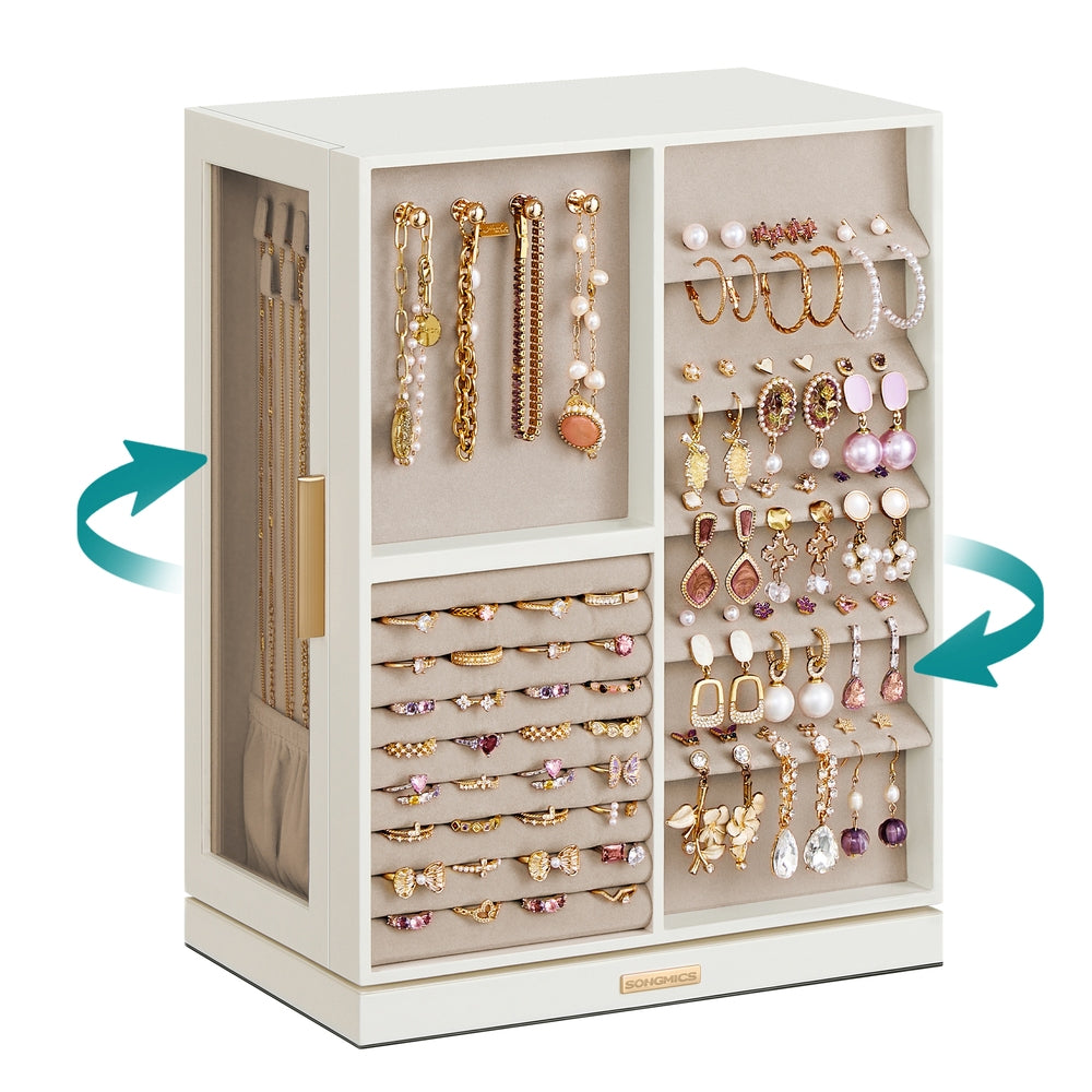 Jewelry Box 360 Rotating with 7 Drawers - Cloud White