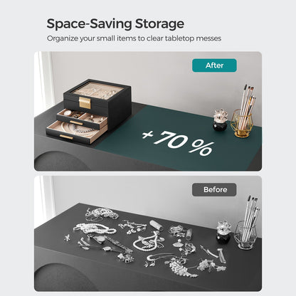 3-Layer Jewelry Box with Glass Lid, 2 Drawers