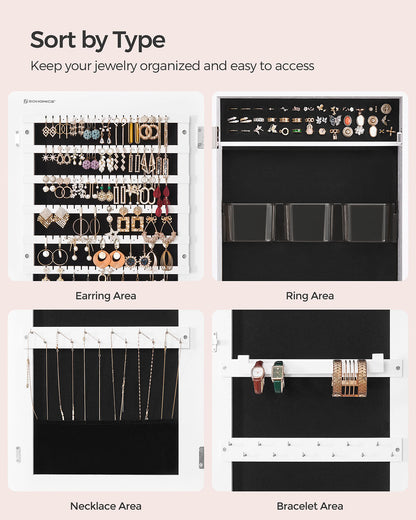White Wall-Mounted Jewelry Armoire with Mirror - image 8