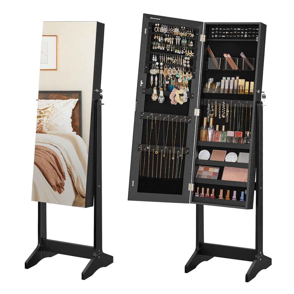 Freestanding Jewelry Cabinet Armoire with Mirror