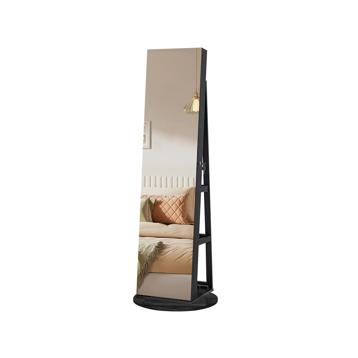 6 LEDs Lockable Mirror Jewelry Cabinet