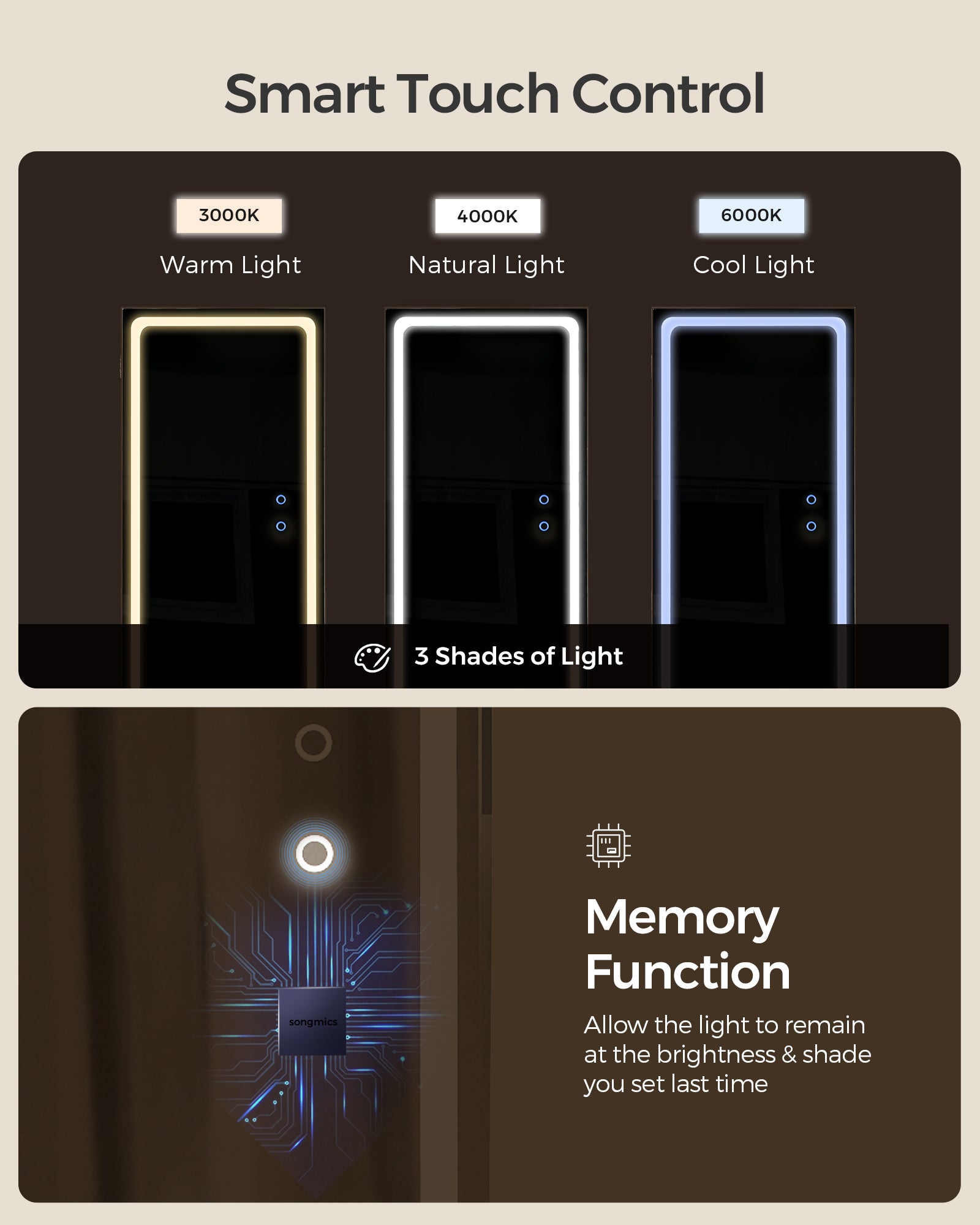 LED Mirror Jewelry Cabinet Standing - HWLEXTRA 