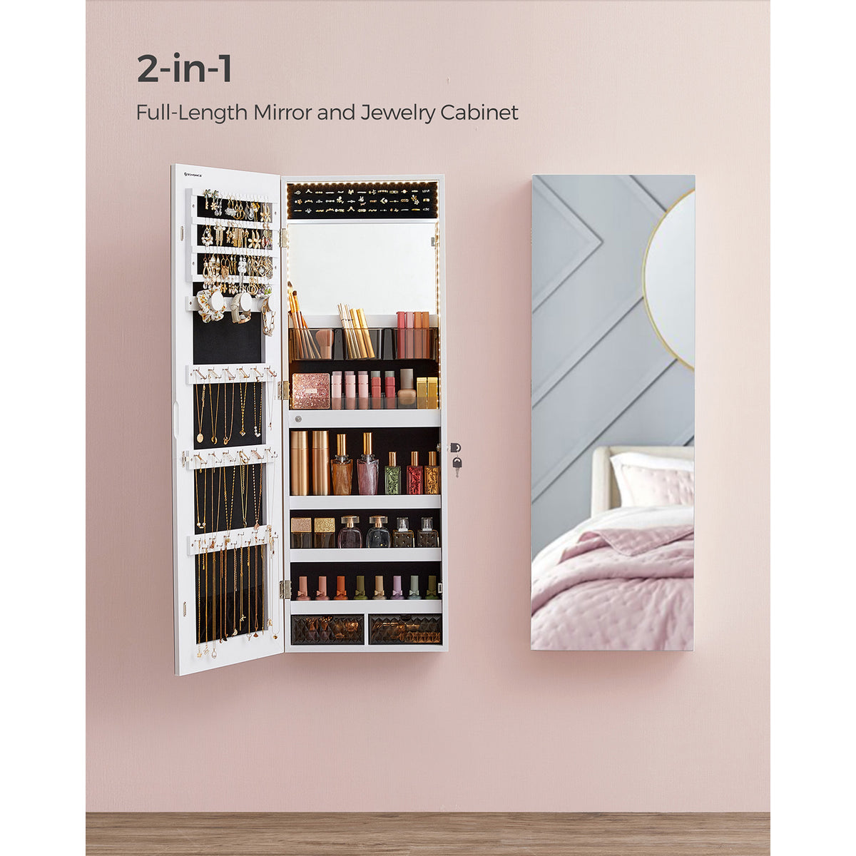Jewelry Armoire Organizer with LED Lights