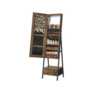 Lockable Jewelry Armoire with Full-Length Mirror