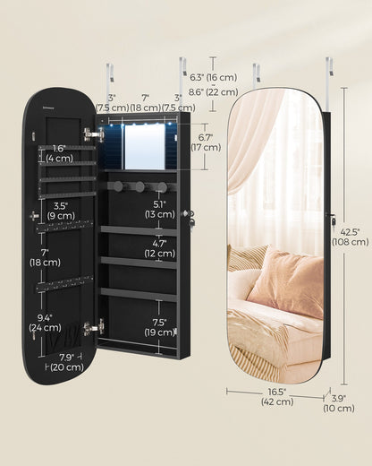 LED Jewelry Cabinet Wall or Door Mounted