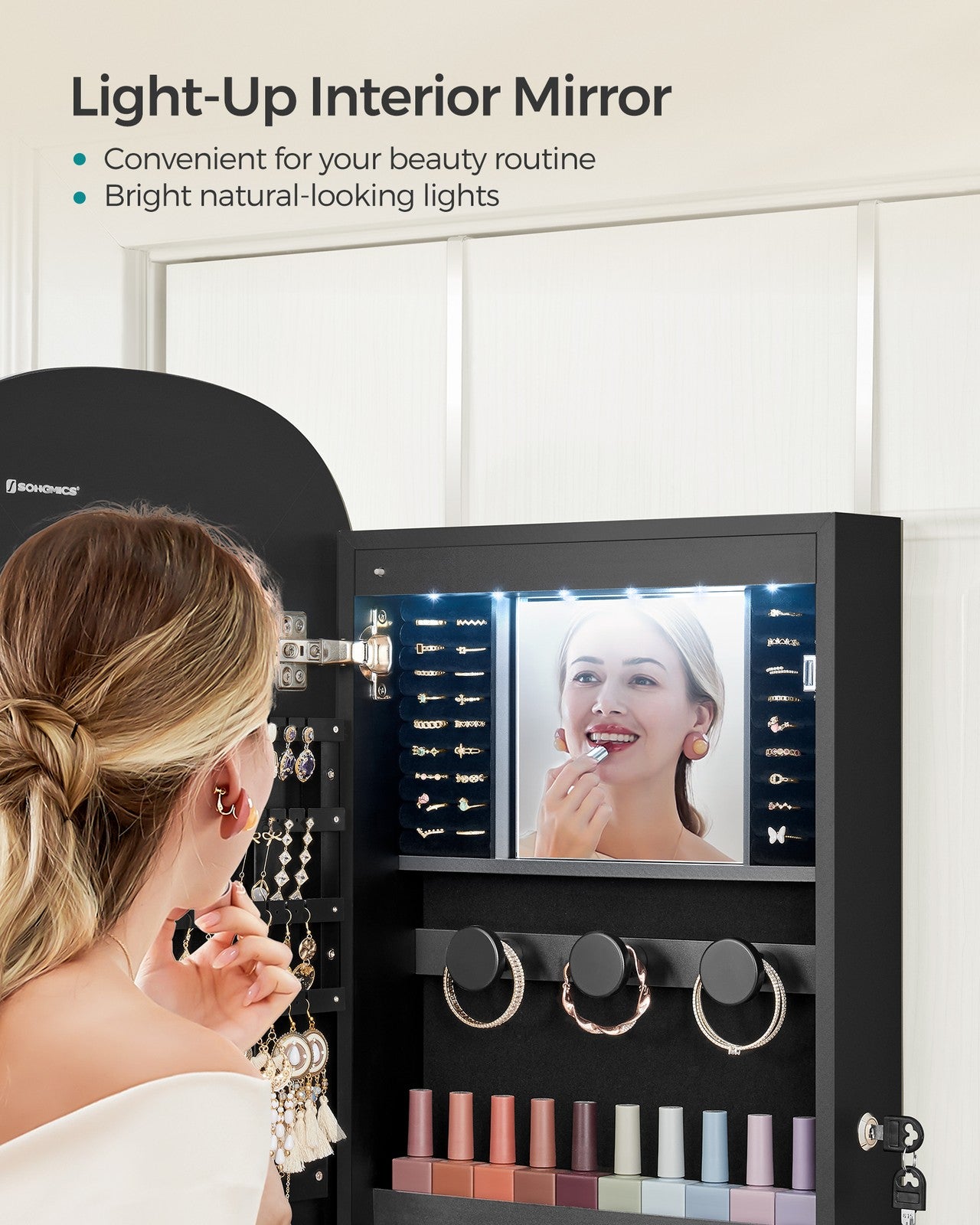 LED Jewelry Cabinet Wall or Door Mounted