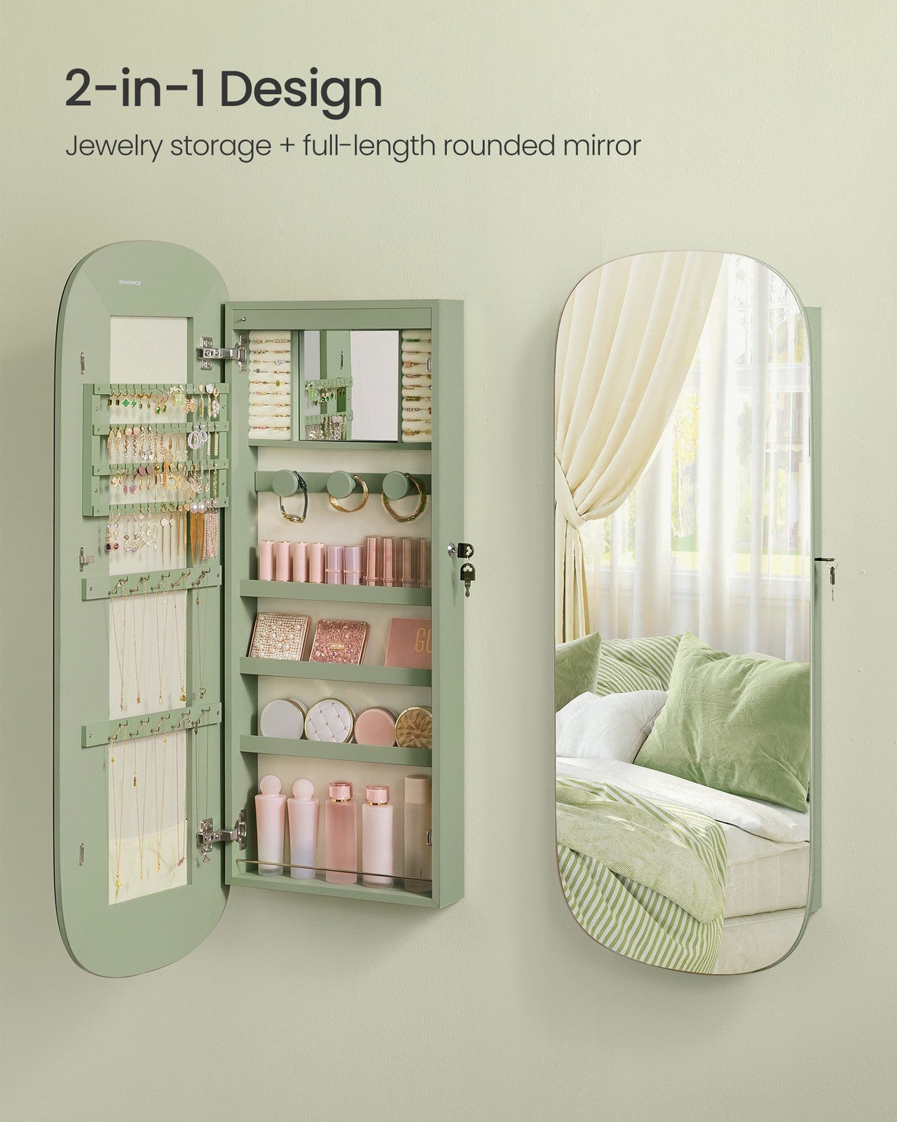 LED Jewelry Cabinet Wall or Door Mounted