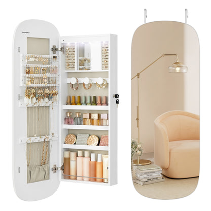 Wall Mounted Jewelry Organizer with Mirror
