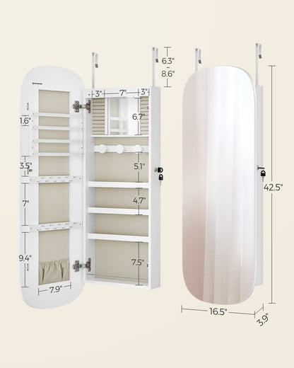 Wall Mounted Jewelry Organizer with Mirror