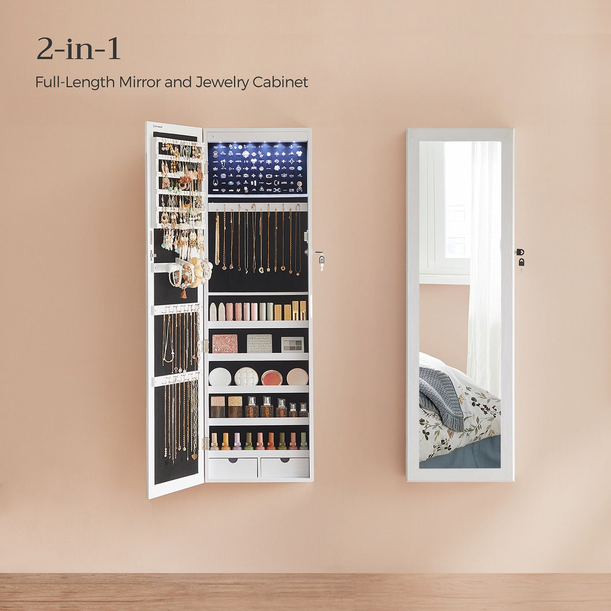 White Hanging Jewelry Armoire