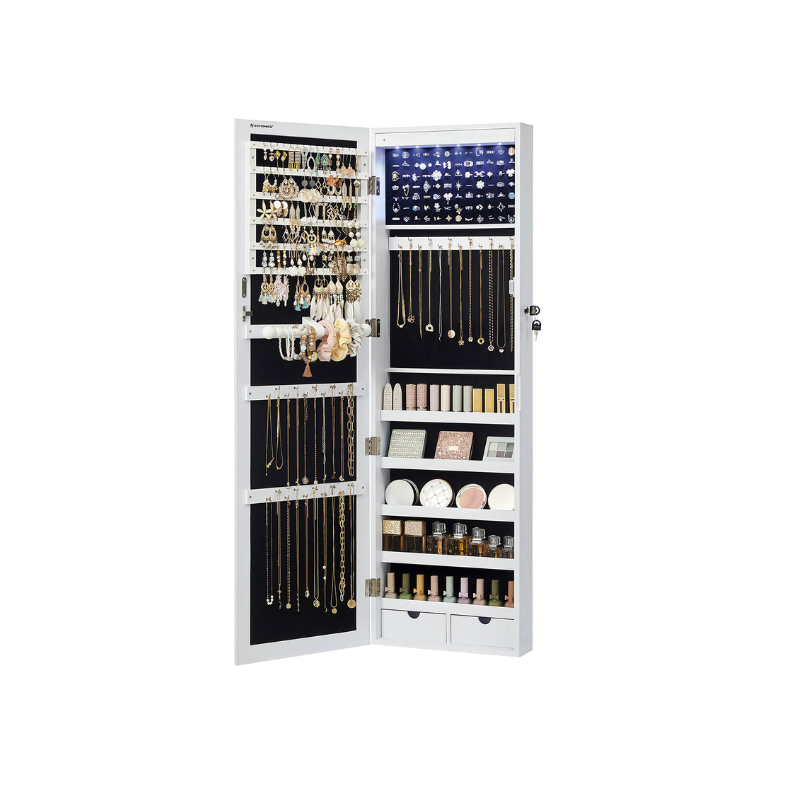 White Hanging Jewelry Armoire