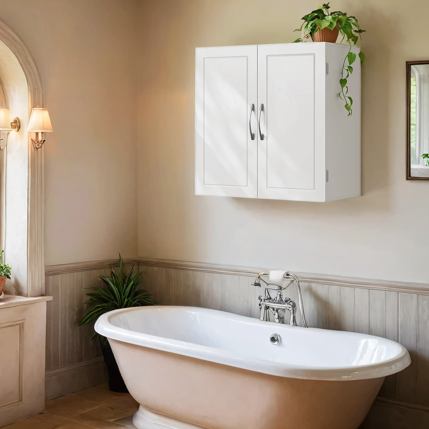 Bathroom Wall Cabinet, Wall-Mounted Bathroom Storage Cabinet, 18 x 60 x 60 cm - image 1