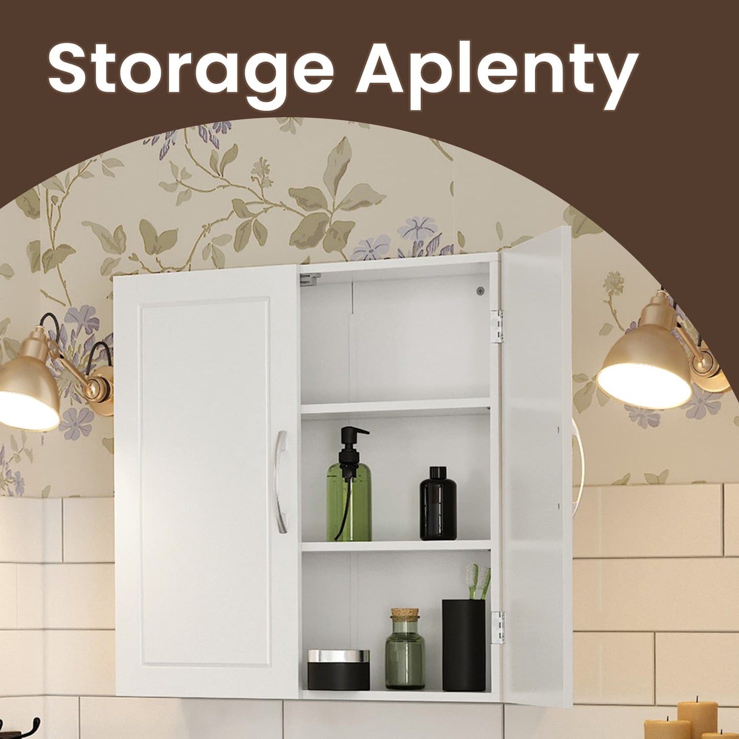 Bathroom Wall Cabinet, Wall-Mounted Bathroom Storage Cabinet, 18 x 60 x 60 cm - image 2