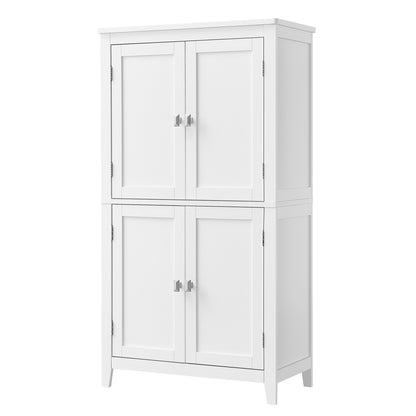 Freestanding Bathroom Storage Cabinet, Bathroom Organiser with Doors, Adjustable Shelves, White - image 7