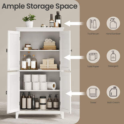 Freestanding Bathroom Storage Cabinet, Bathroom Organiser with Doors, Adjustable Shelves, White - image 3