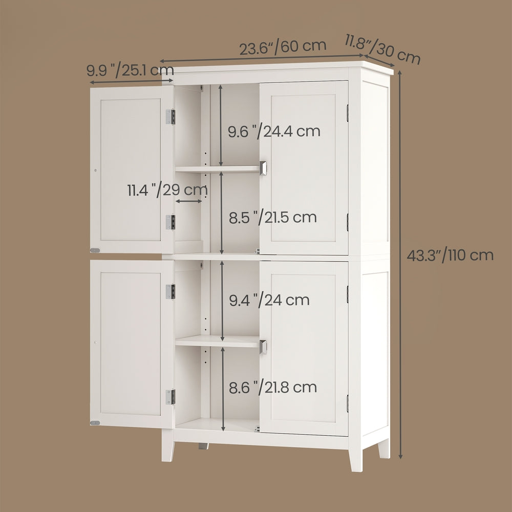 Freestanding Bathroom Storage Cabinet, Bathroom Organiser with Doors, Adjustable Shelves, White - image 2