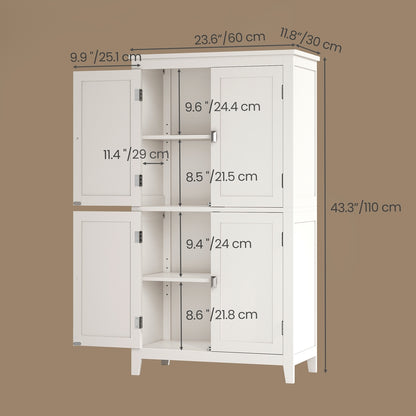 Freestanding Bathroom Storage Cabinet, Bathroom Organiser with Doors, Adjustable Shelves, White - image 2