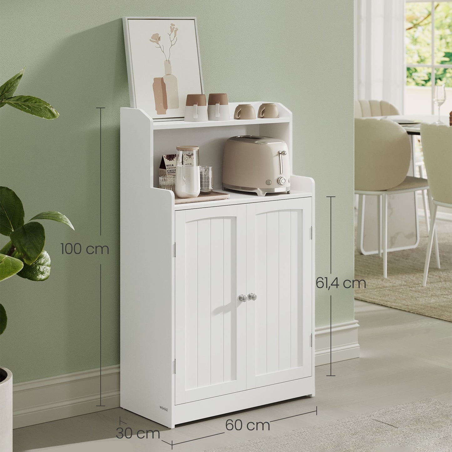 100 cm Tall Bathroom Floor Cabinet, Bathroom Storage Cabinet with 2 Doors, 2 Adjustable Shelves - image 3