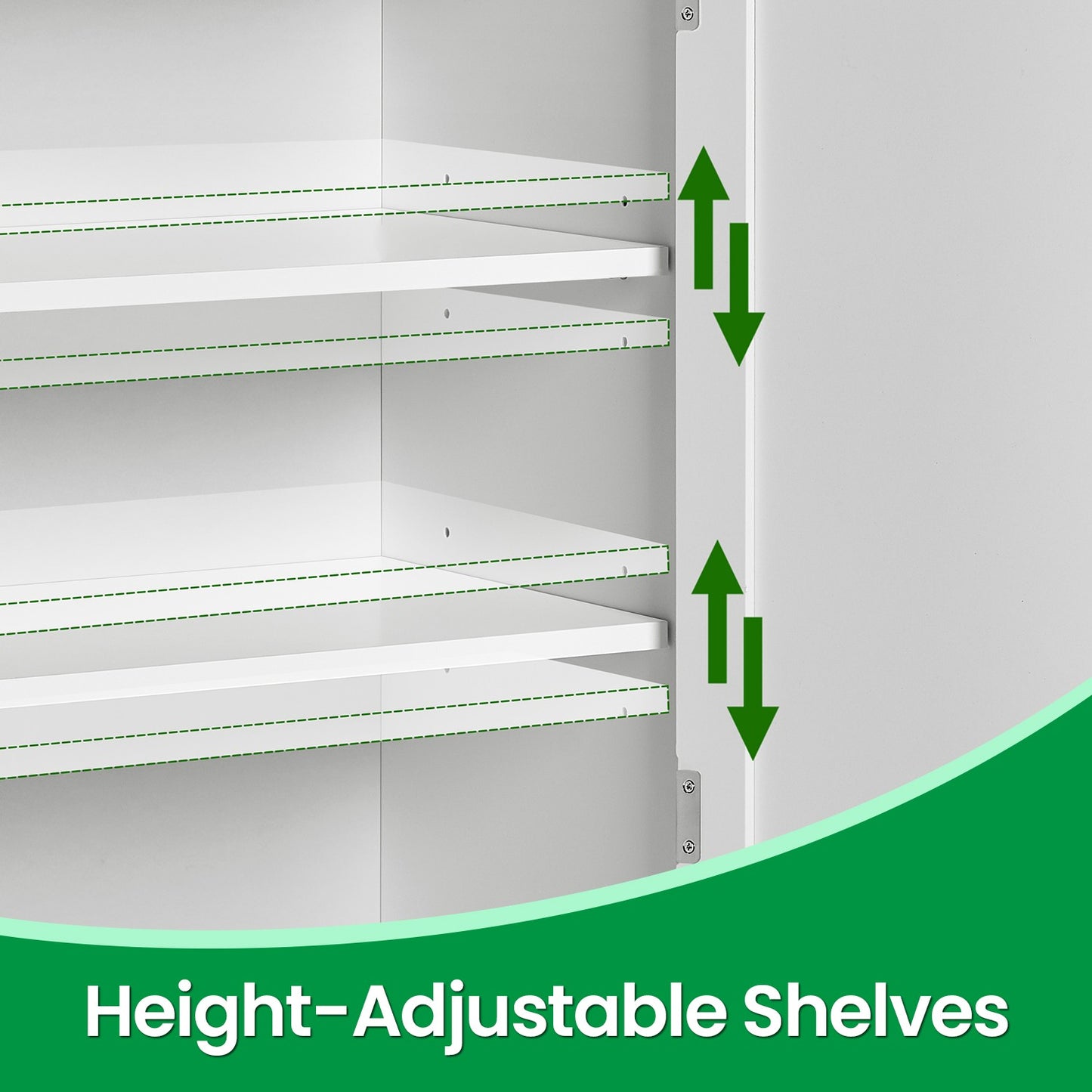 100 cm Tall Bathroom Floor Cabinet, Bathroom Storage Cabinet with 2 Doors, 2 Adjustable Shelves - image 5