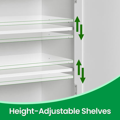 100 cm Tall Bathroom Floor Cabinet, Bathroom Storage Cabinet with 2 Doors, 2 Adjustable Shelves - image 5