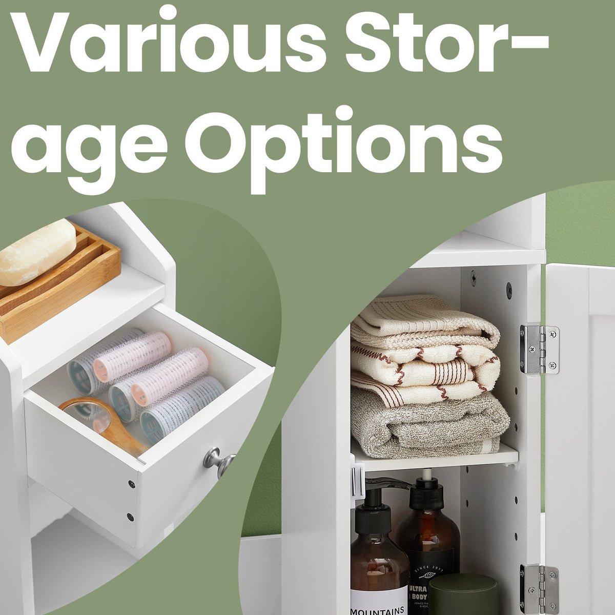 Toilet Paper Holder with Storage Cabinet, Small Bathroom Storage Unit - image 4