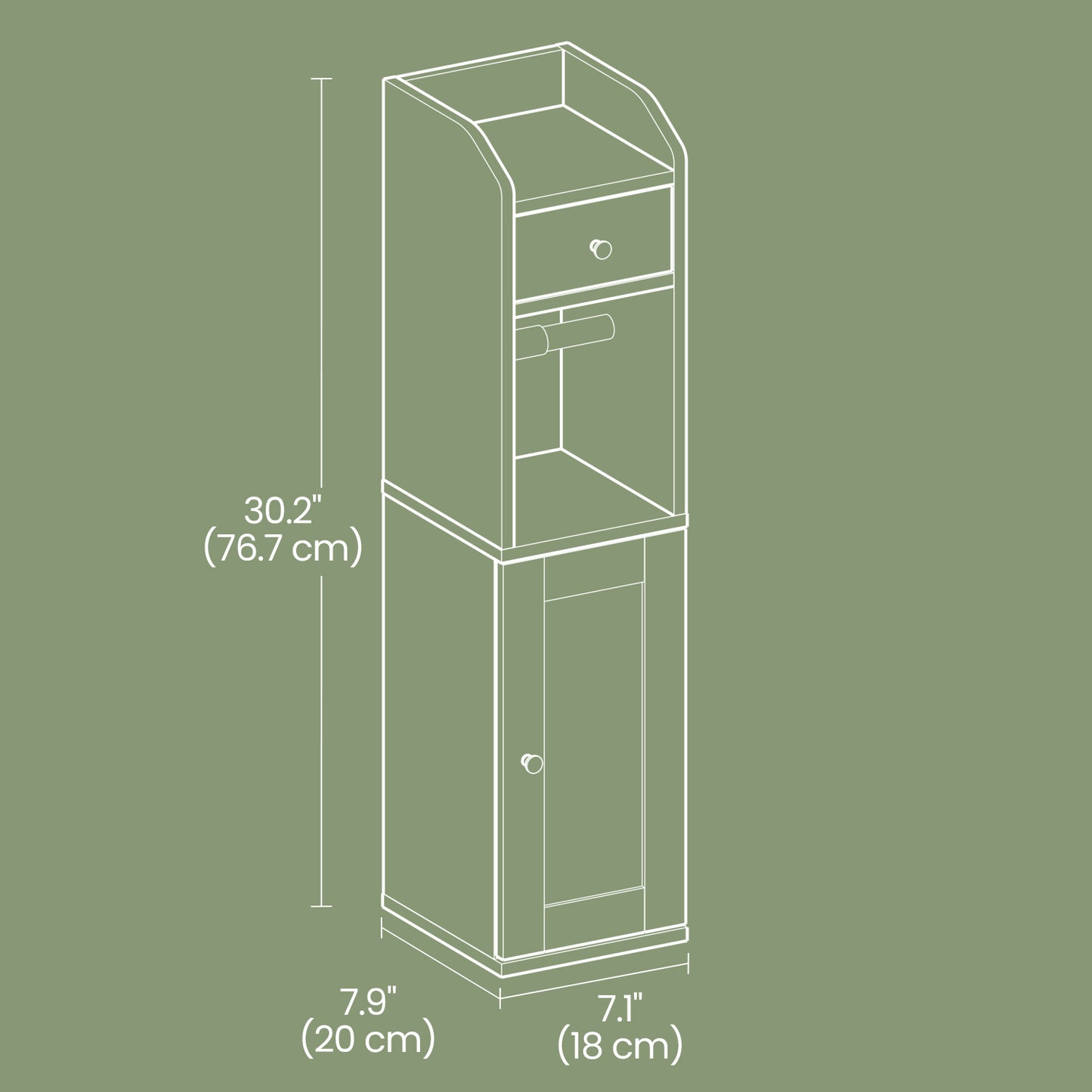 Toilet Paper Holder with Storage Cabinet, Small Bathroom Storage Unit - image 6