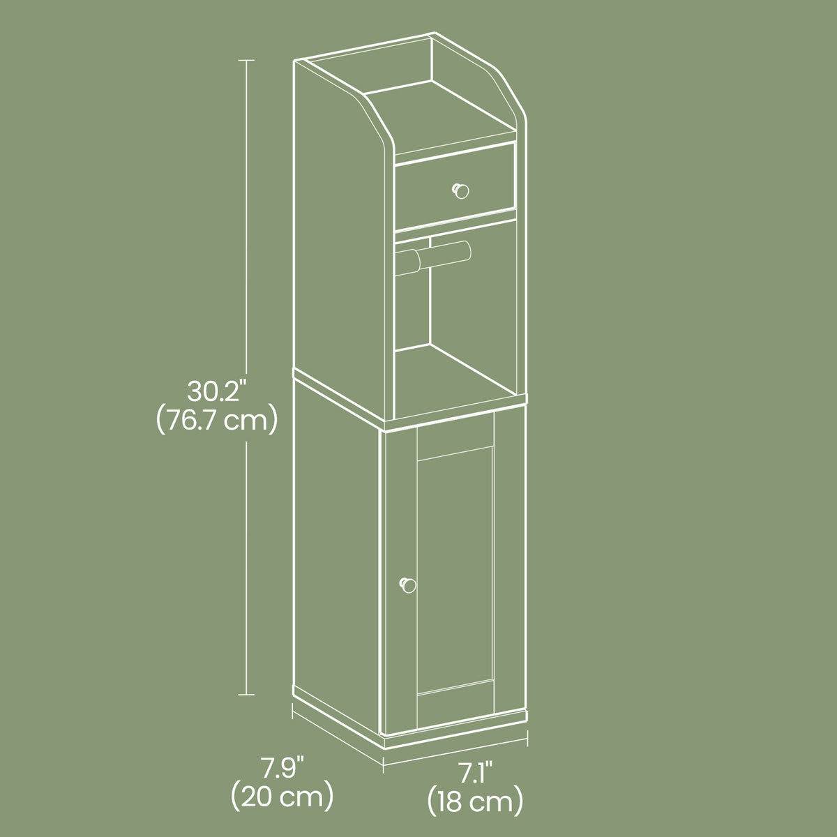 Toilet Paper Holder with Storage Cabinet, Small Bathroom Storage Unit - image 6