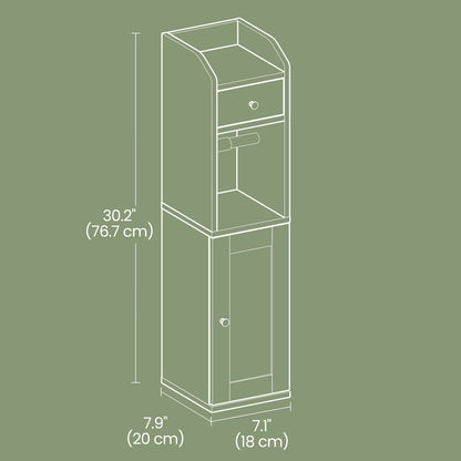 Toilet Paper Holder with Storage Cabinet, Small Bathroom Storage Unit - image 6