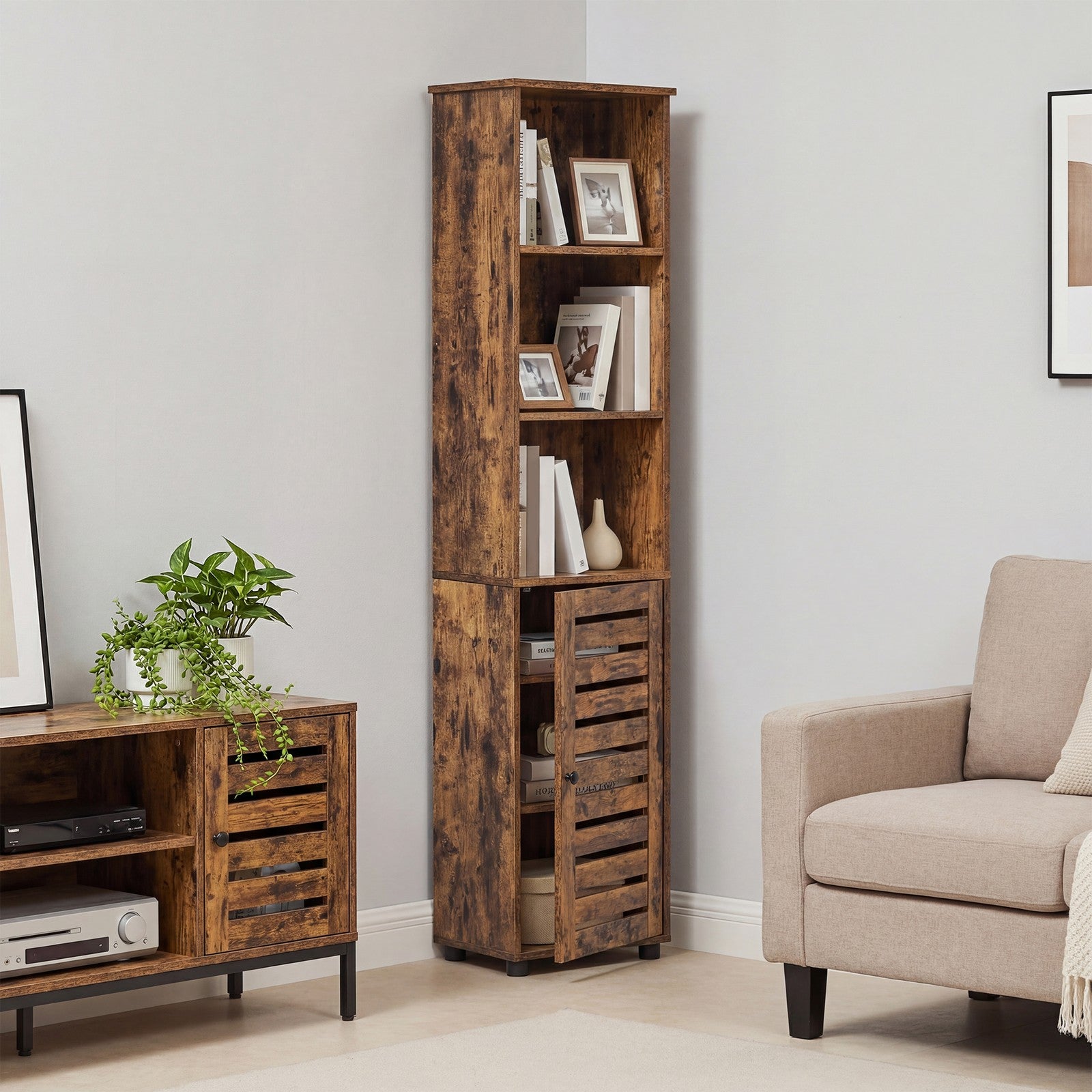 Freestanding Tall Bathroom Storage Cabinet, Bathroom Floor Cabinet, with Open Shelves, Adjustable Shelves - image 4